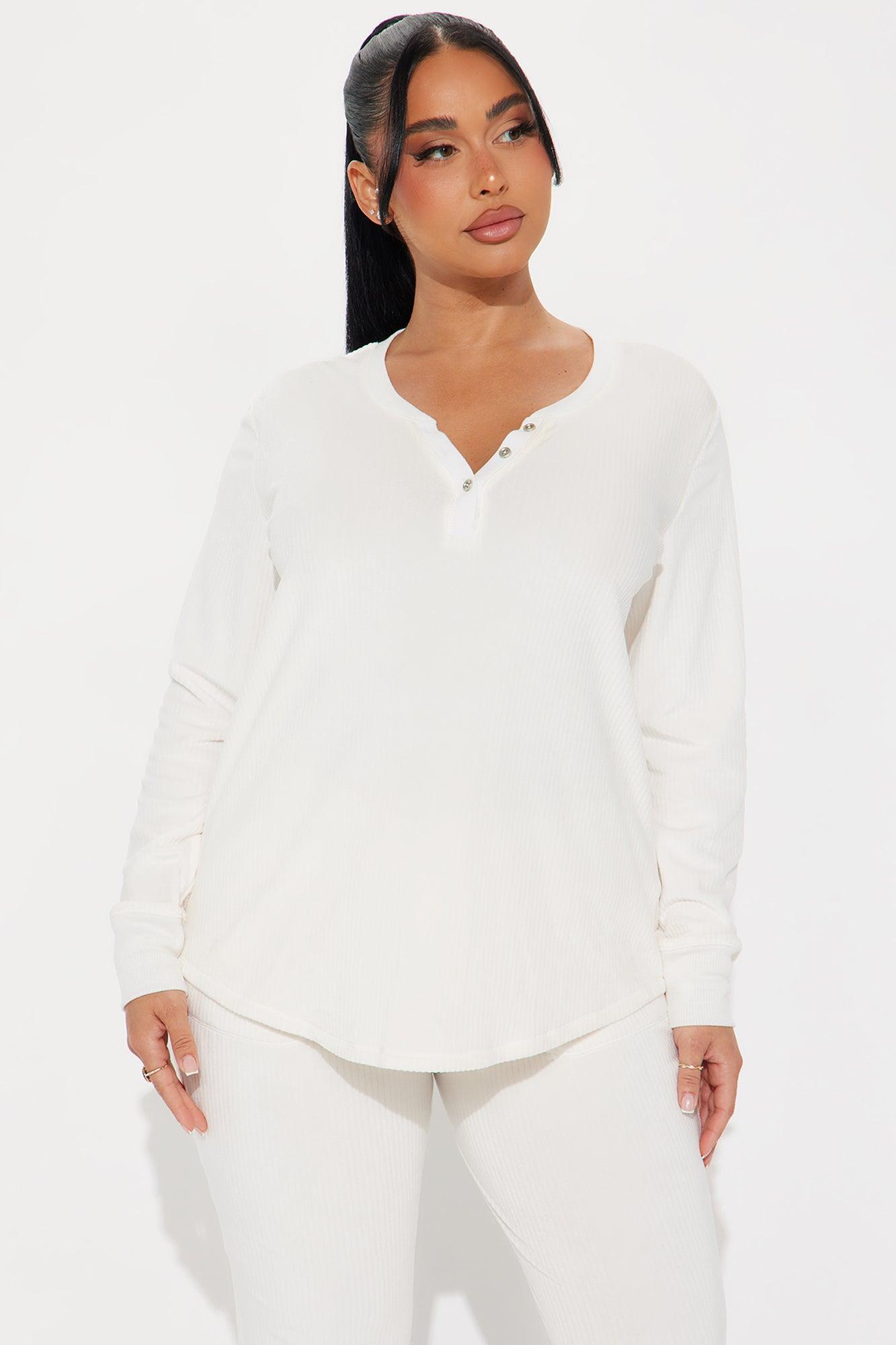 Luxurious Dreams Ribbed Velour PJ Pant Set - Ivory Product Image