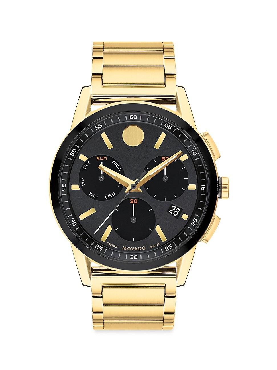 Movado Mens Museum Sport Chronograph Gold Stainless Steel Bracelet Watch Product Image