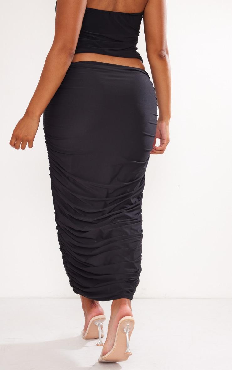 Shape Black Ruched Detail Midaxi Skirt Product Image