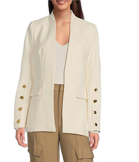Donna Karan Collarless 4-Button Sleeve Blazer Product Image