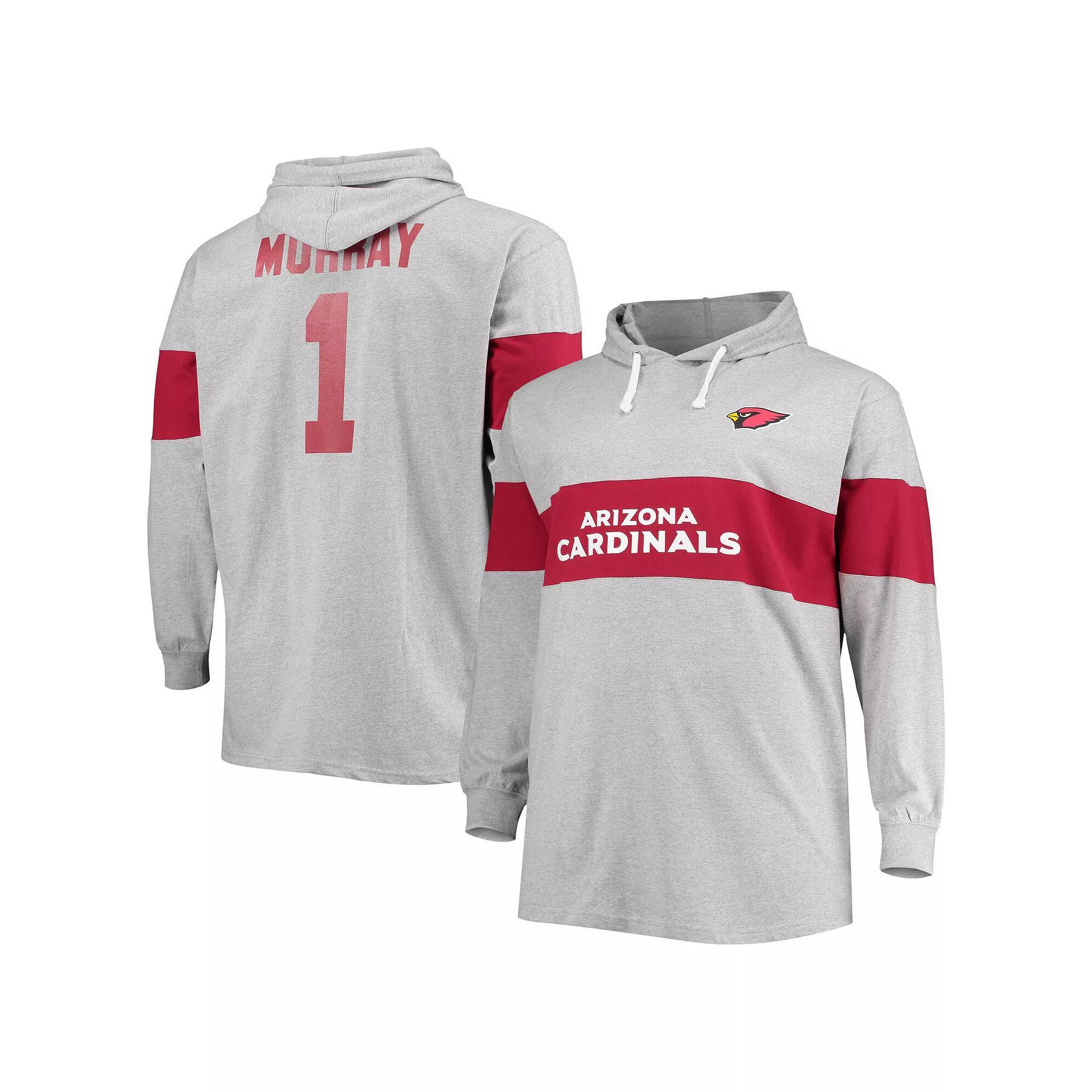 Men's Fanatics Branded Kyler Murray Heathered Gray Arizona Cardinals Big & Tall Player Name & Number Pullover Hoodie, Size: 5XB, Grey Product Image