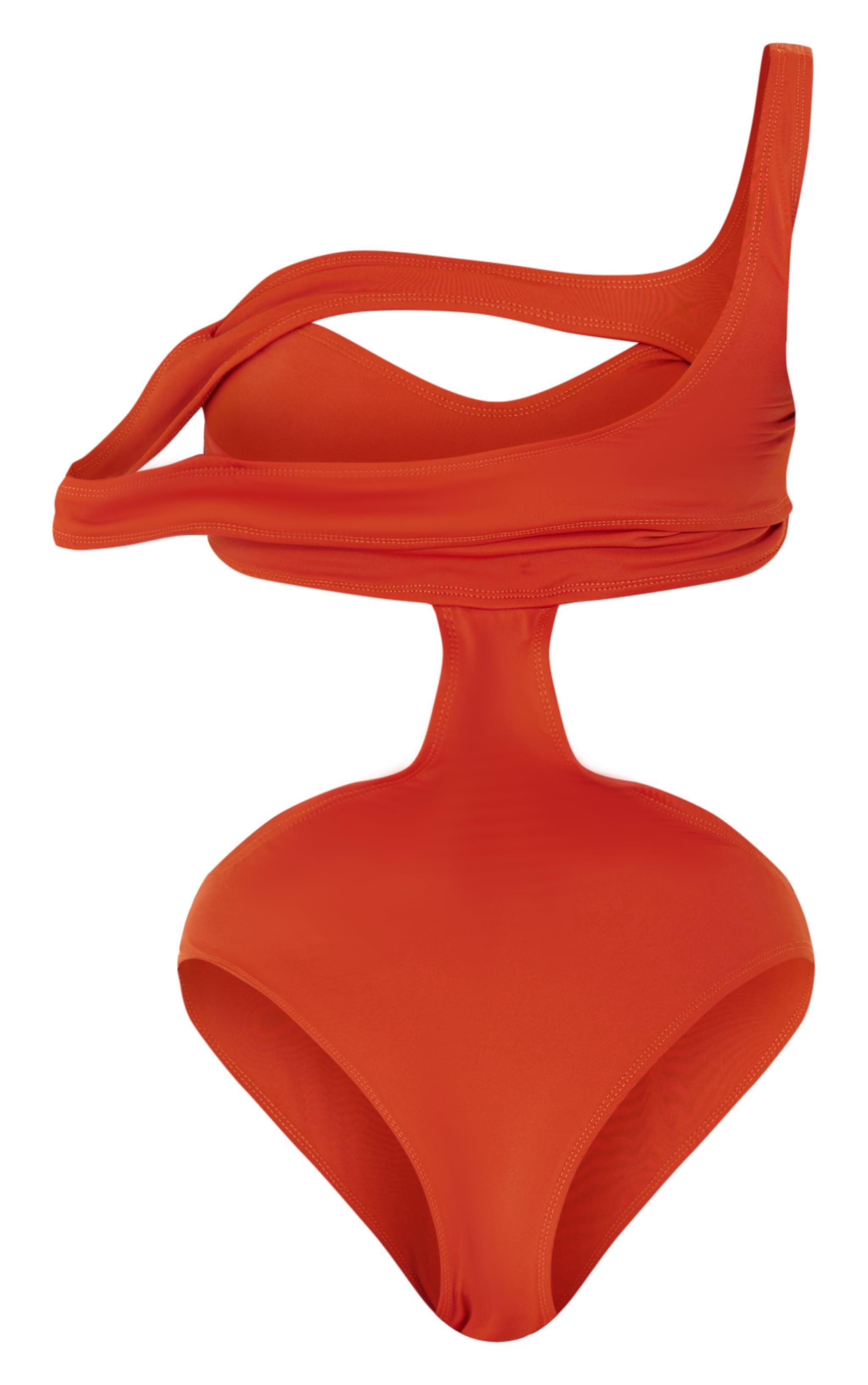 Rust Off The Shoulder Cut Out Swimsuit Product Image