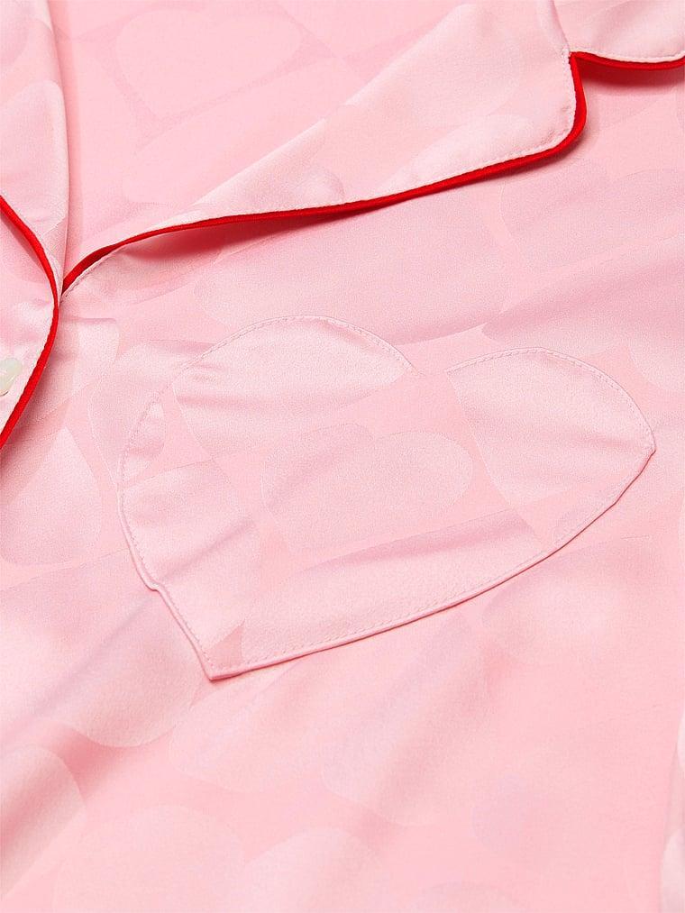 Glazed Satin Heart Short Pajama Set Product Image