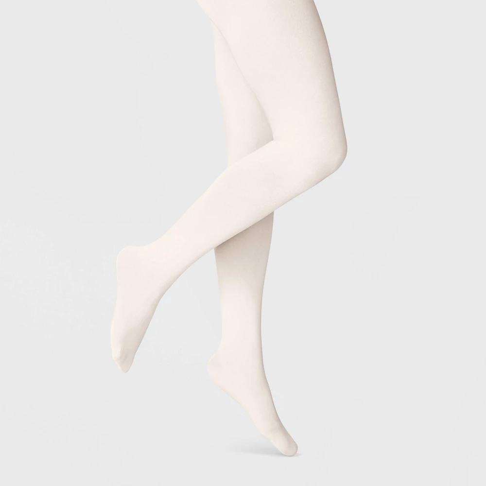 Womens 120D Soft Sheen Blackout Tights - A New Day Ivory L/XL Product Image