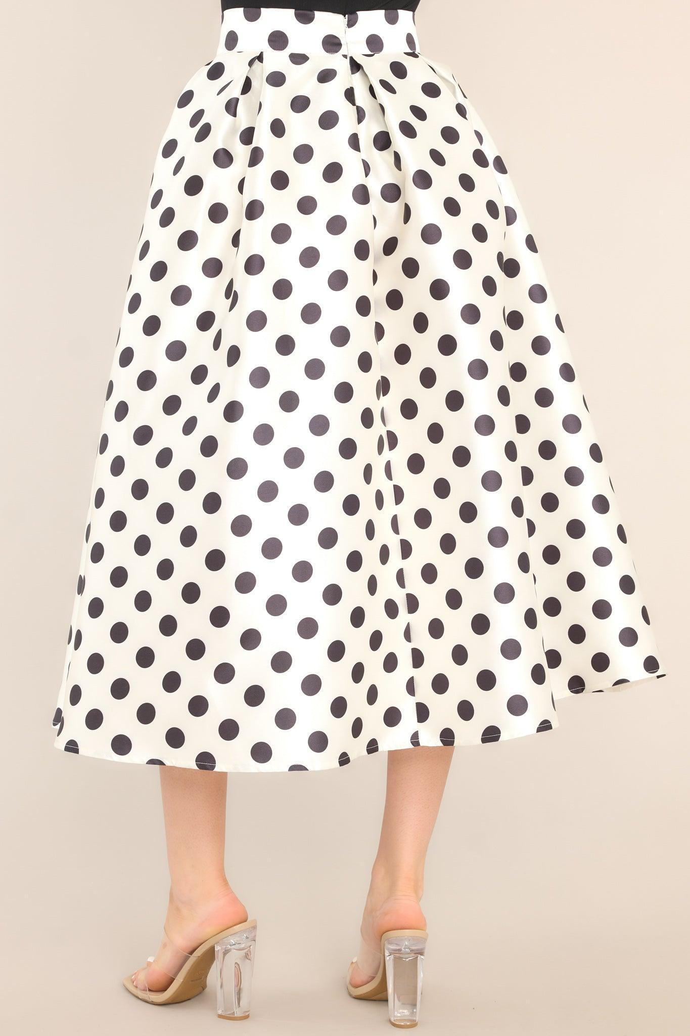 Full Circle White Polka Dot Midi Skirt Product Image