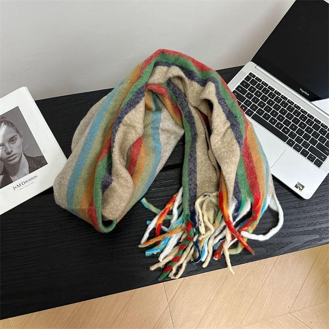 Striped Fringe Scarf Product Image