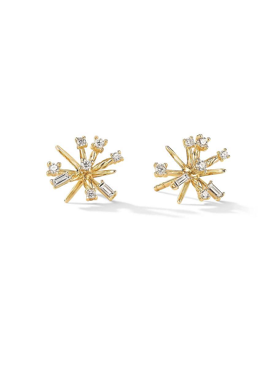 Womens Petite Supernova Stud Earrings in 18K Yellow Gold with Diamonds Product Image