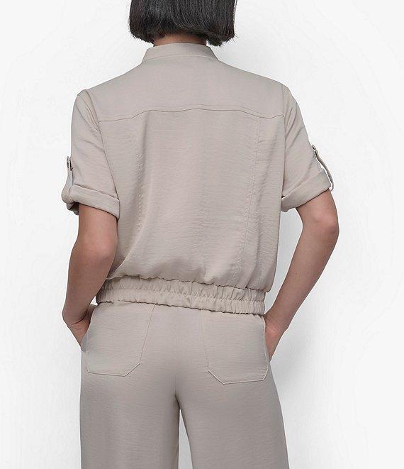 DKNY by Donna Karan Short Sleeve Roll Tab Zip Front Jacket Product Image