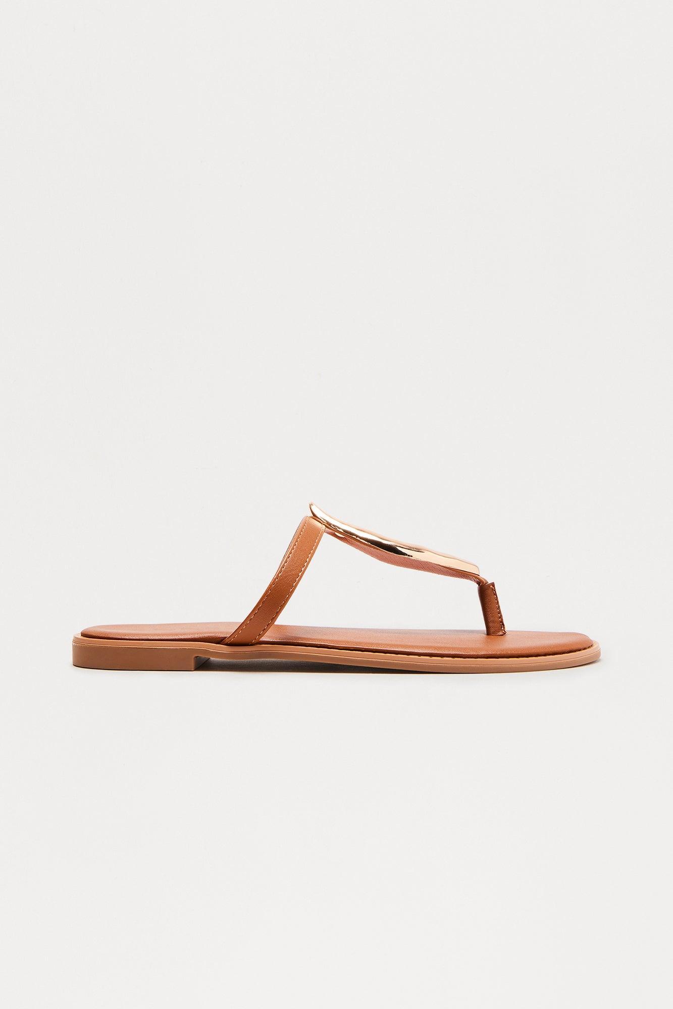Savi Hardware Flip Flops - Tan Female Product Image