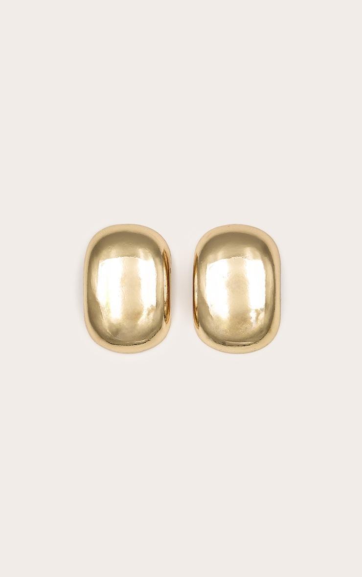 Gold Bevelled Rectangular Chunky Stud Earrings Product Image