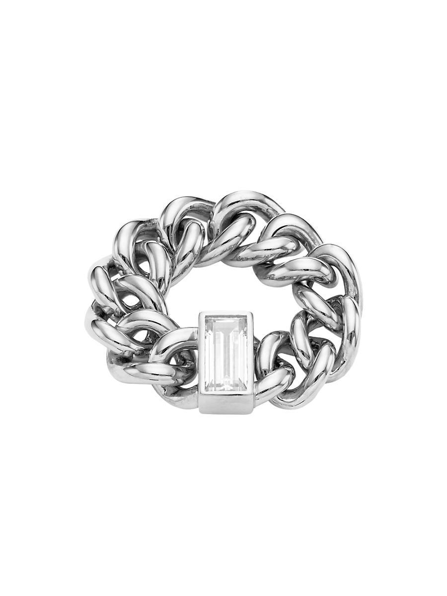 Womens Elevate Rhodium-Plated Cubic Zirconia Chain Ring Product Image