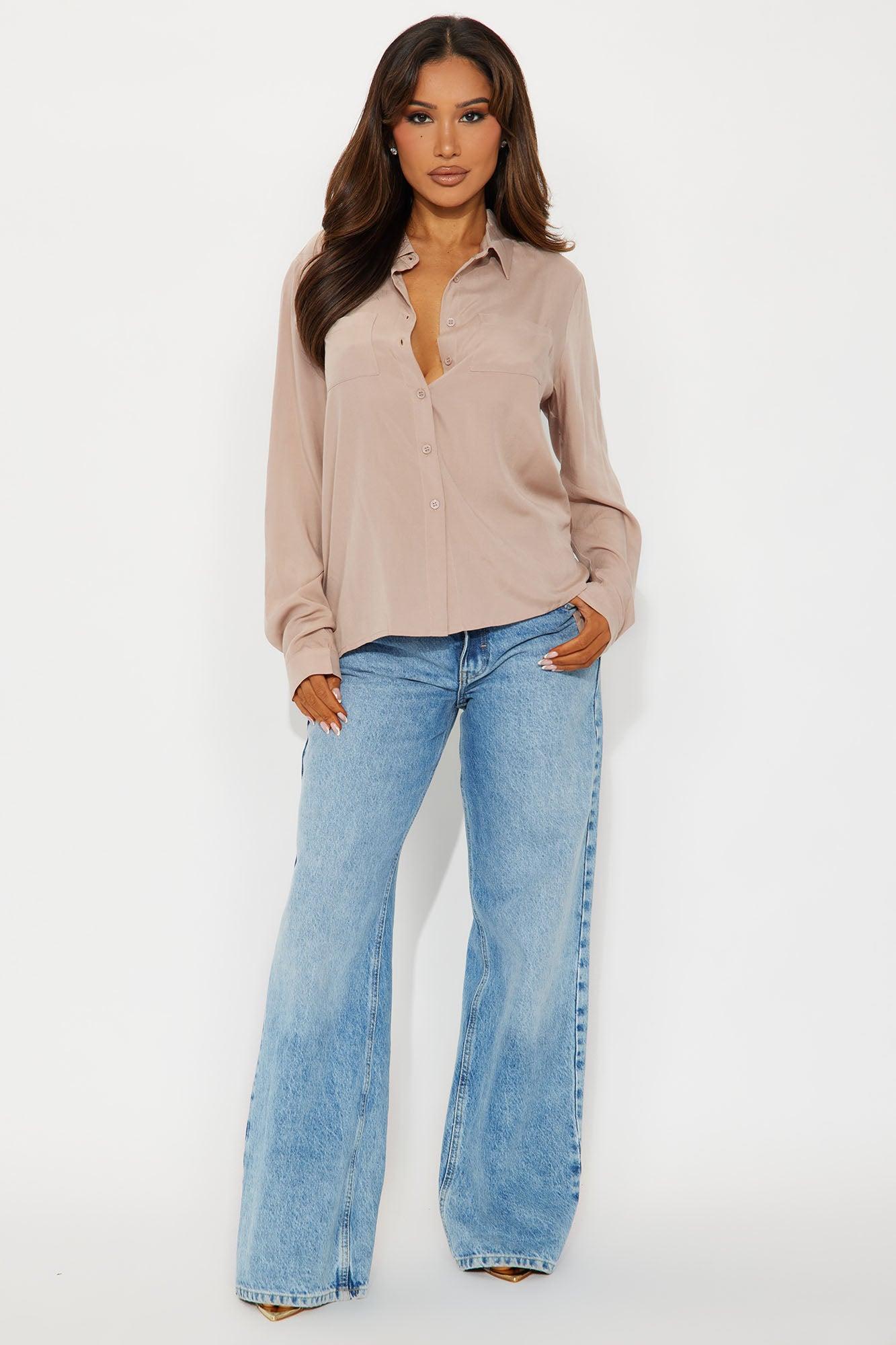 Aurora Woven Top - Taupe Female Product Image