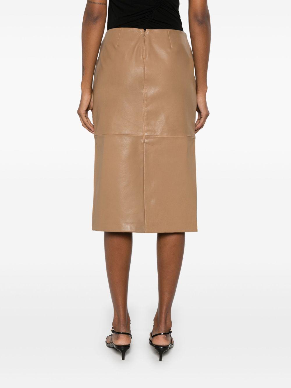 scuffed-leather midi skirt Product Image
