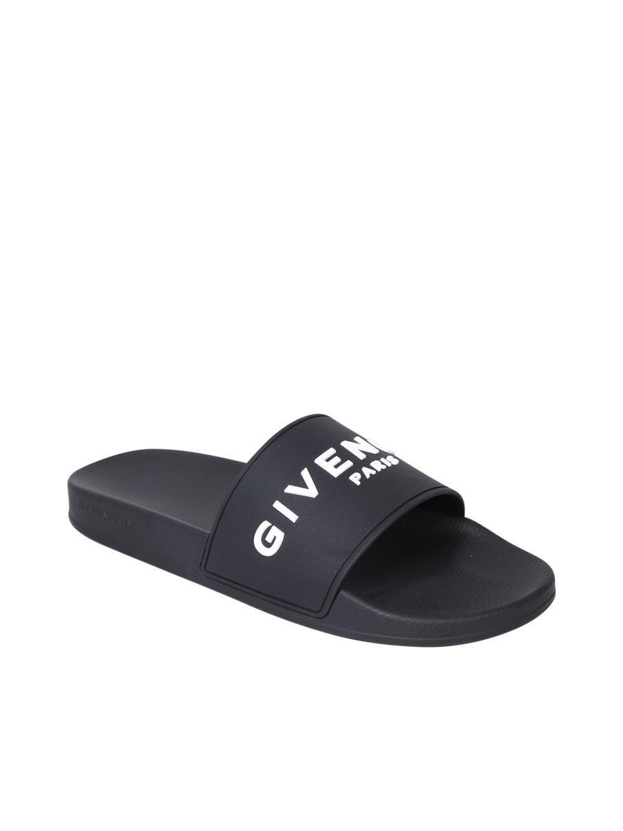 Black Logo-Print Pool Slides Product Image