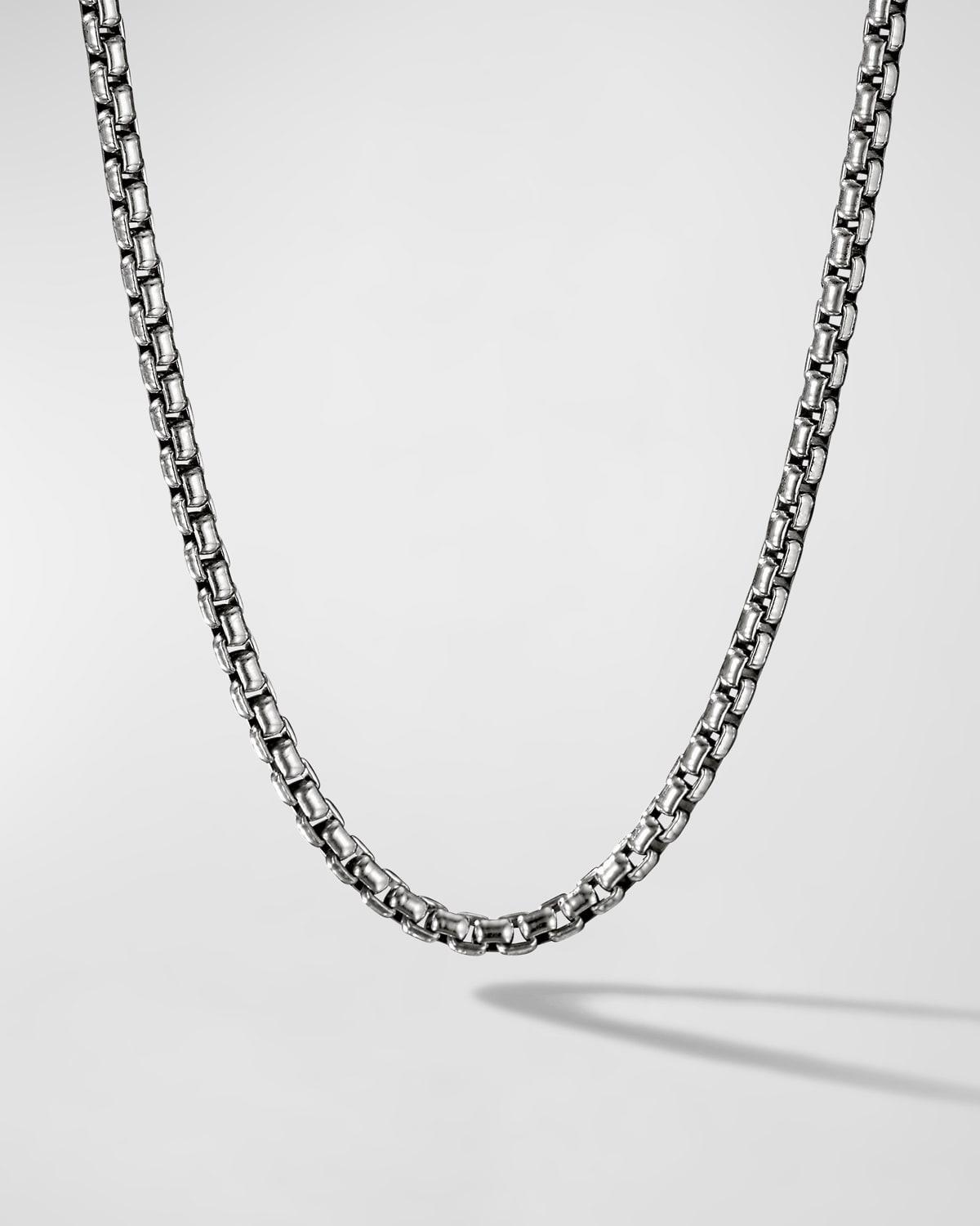 Mens Box Chain Necklace in Silver, 3.6mm, 24L Product Image