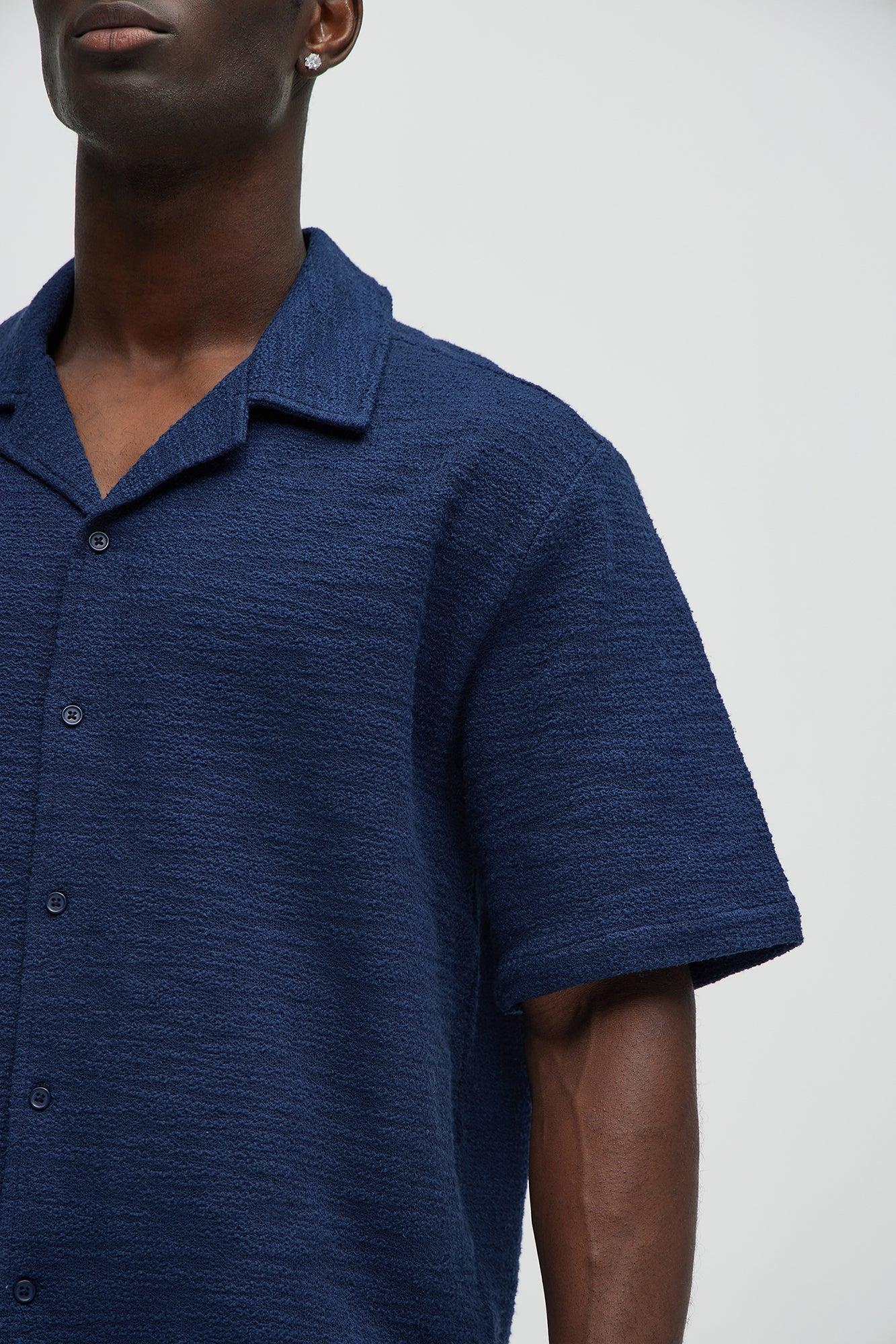 Blaine Textured Knit Shirt - Navy Product Image