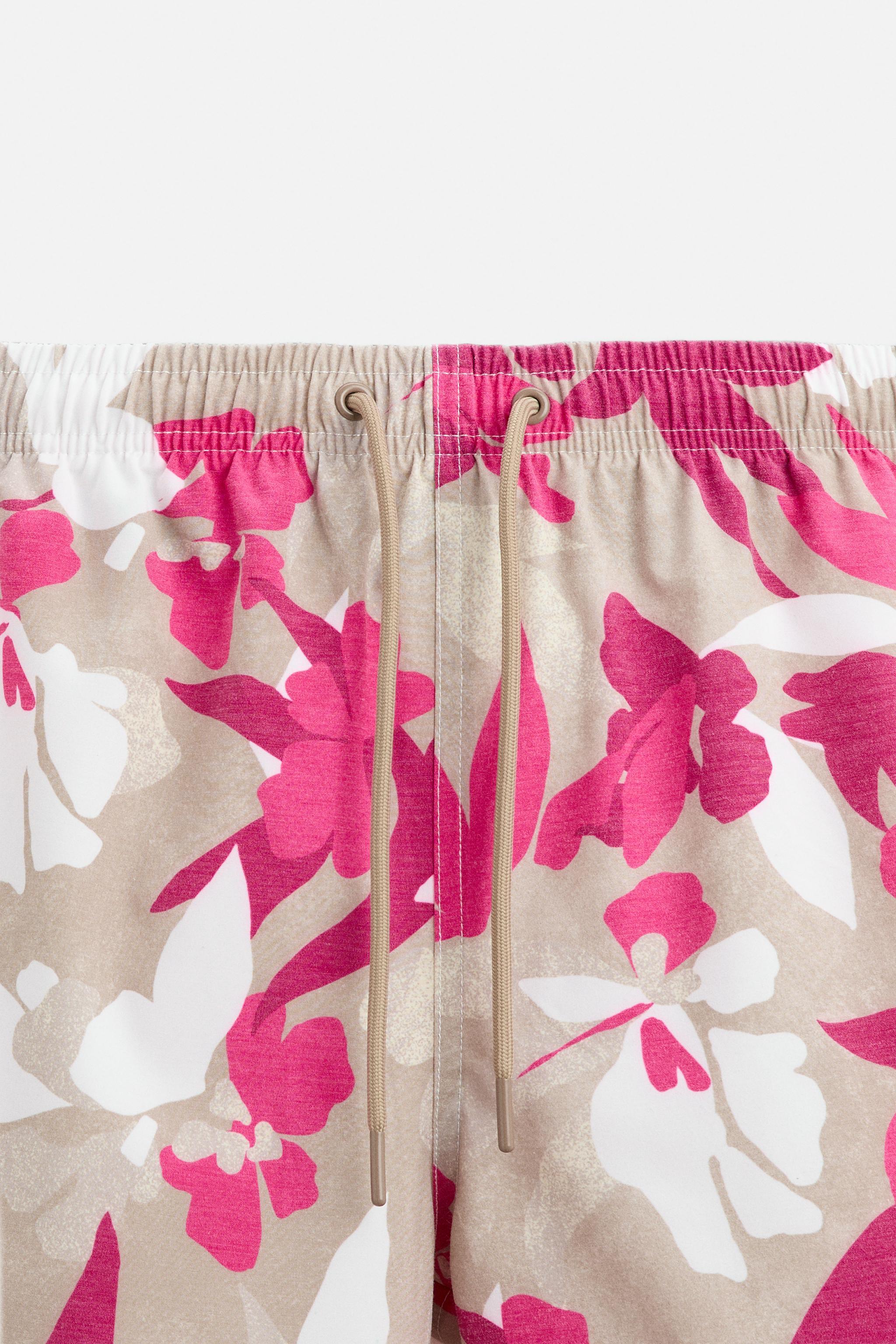 FLORAL PRINT SHORT SWIMMING TRUNKS Product Image