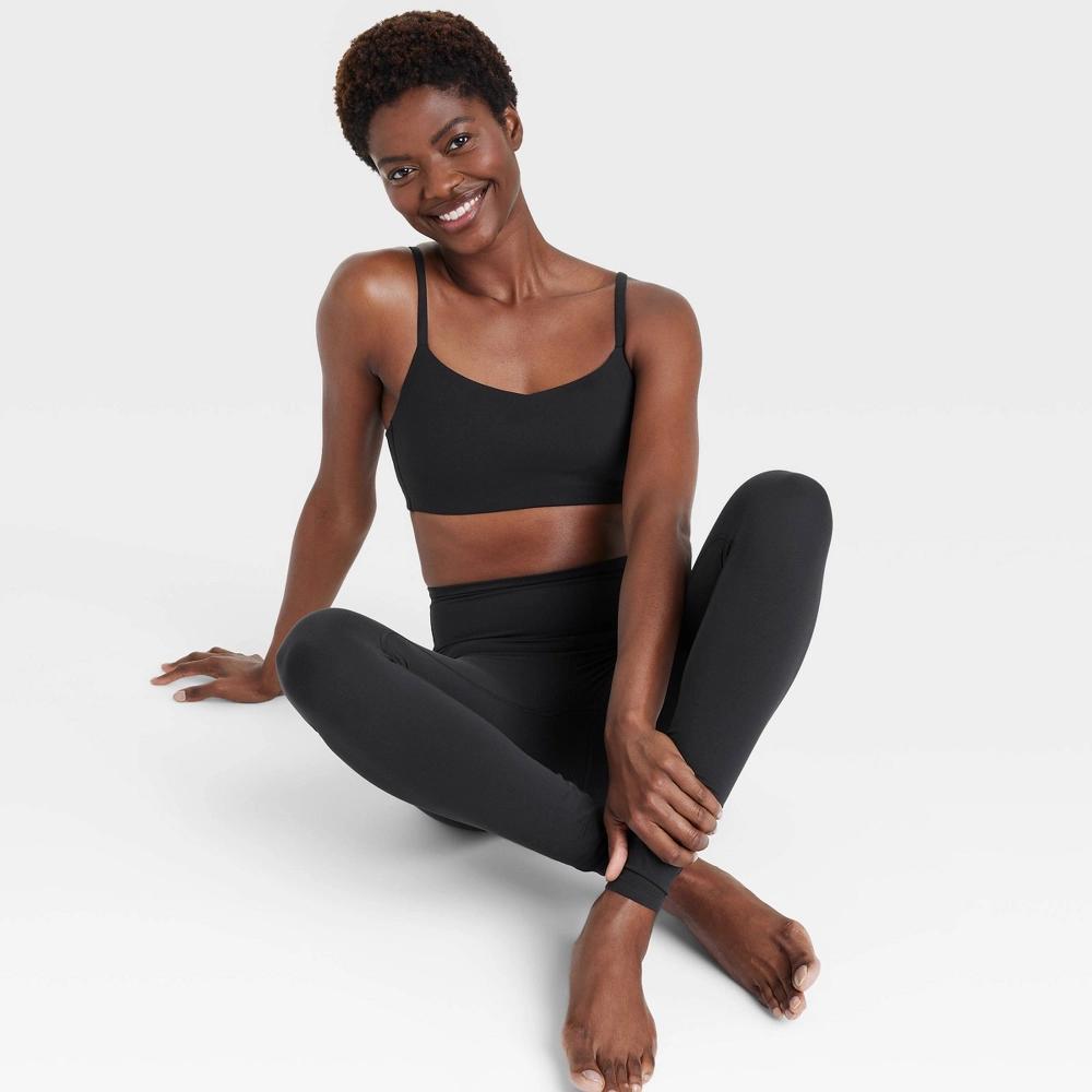 Womens Everyday Soft Light Support Strappy Sports Bra - All In Motion Black XS Product Image