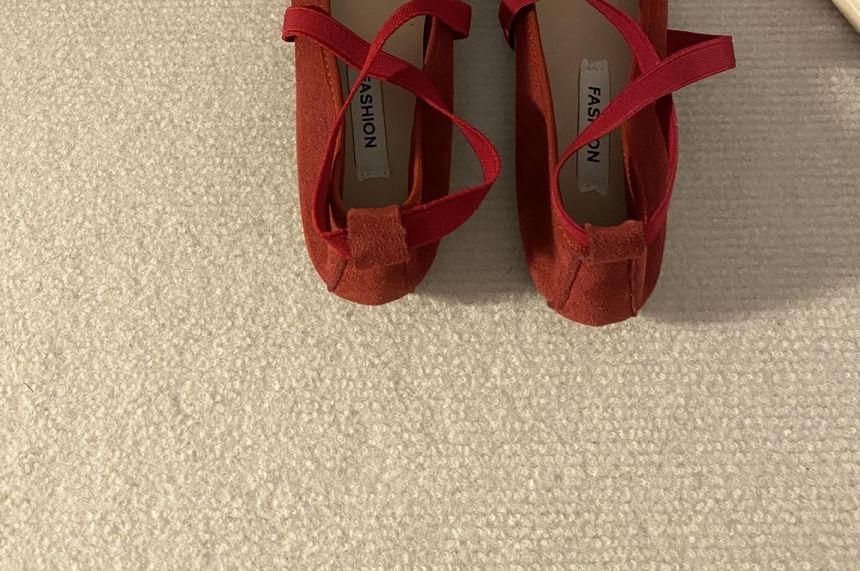 Cross Strap Plain Balletcore Flats Product Image