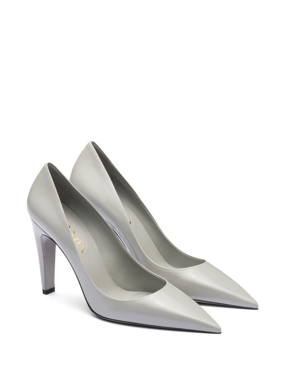 PRADA Leather Pumps In Grey Product Image