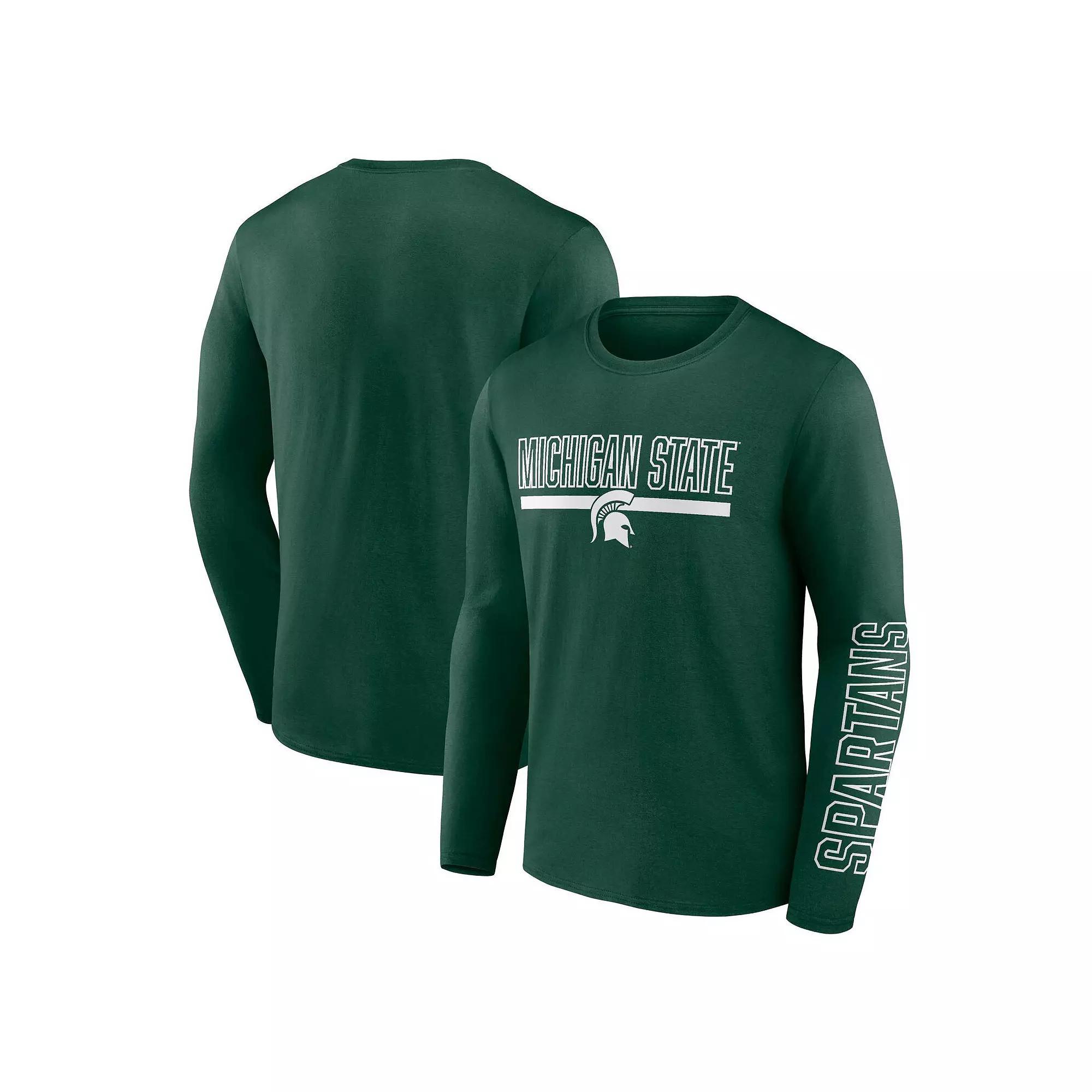 Men's Profile Green Michigan State Spartans Big & Tall Two-Hit Graphic Long Sleeve T-Shirt, Size: 2XB Product Image
