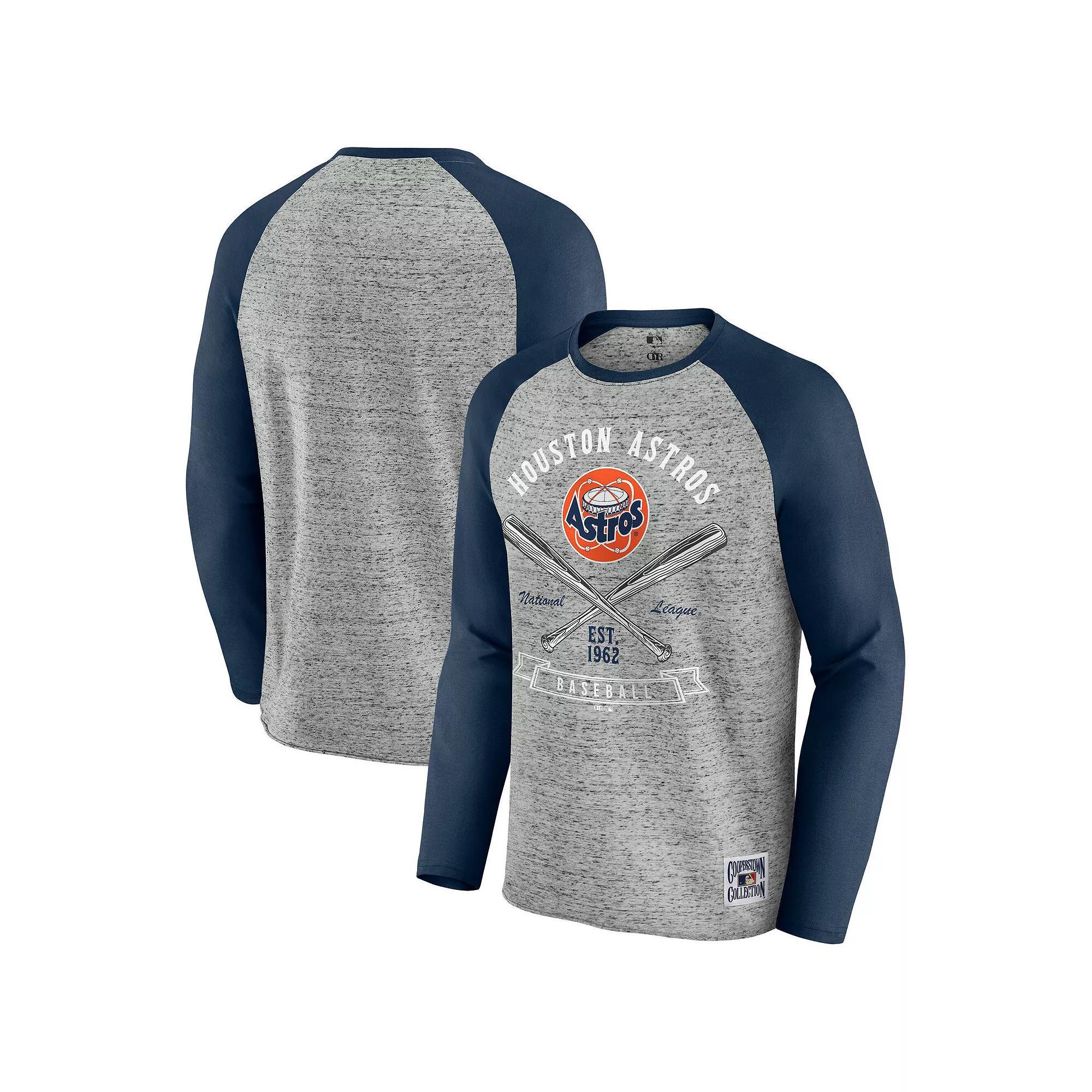 Men's Darius Rucker Collection by Fanatics  Heather Gray Atlanta Braves Raw Edge Raglan Long Sleeve Baseball T-Shirt, Size: 2XL, Grey Product Image