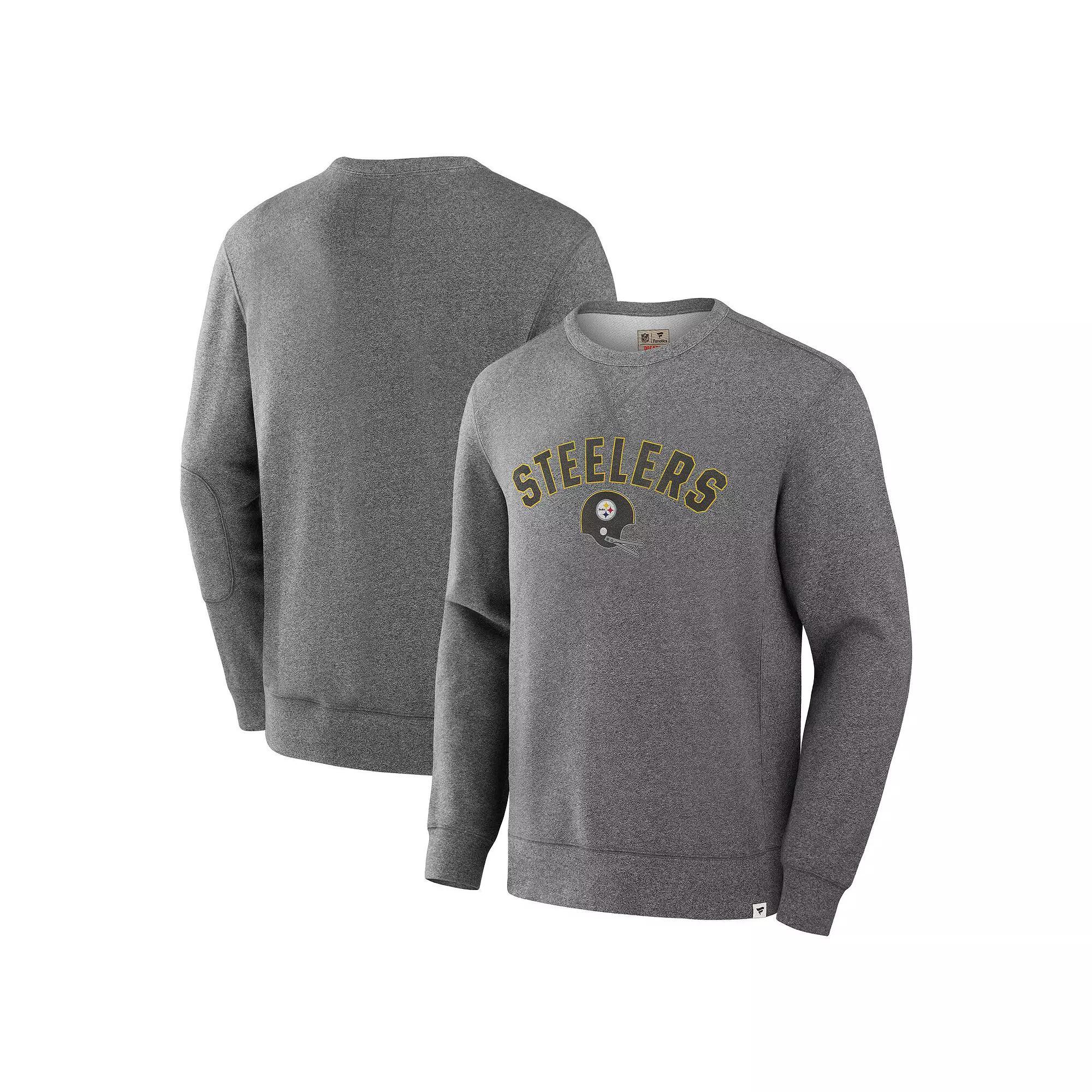 Men's Fanatics Heather Gray New York Jets Loop Terry Pullover Sweatshirt,  Product Image