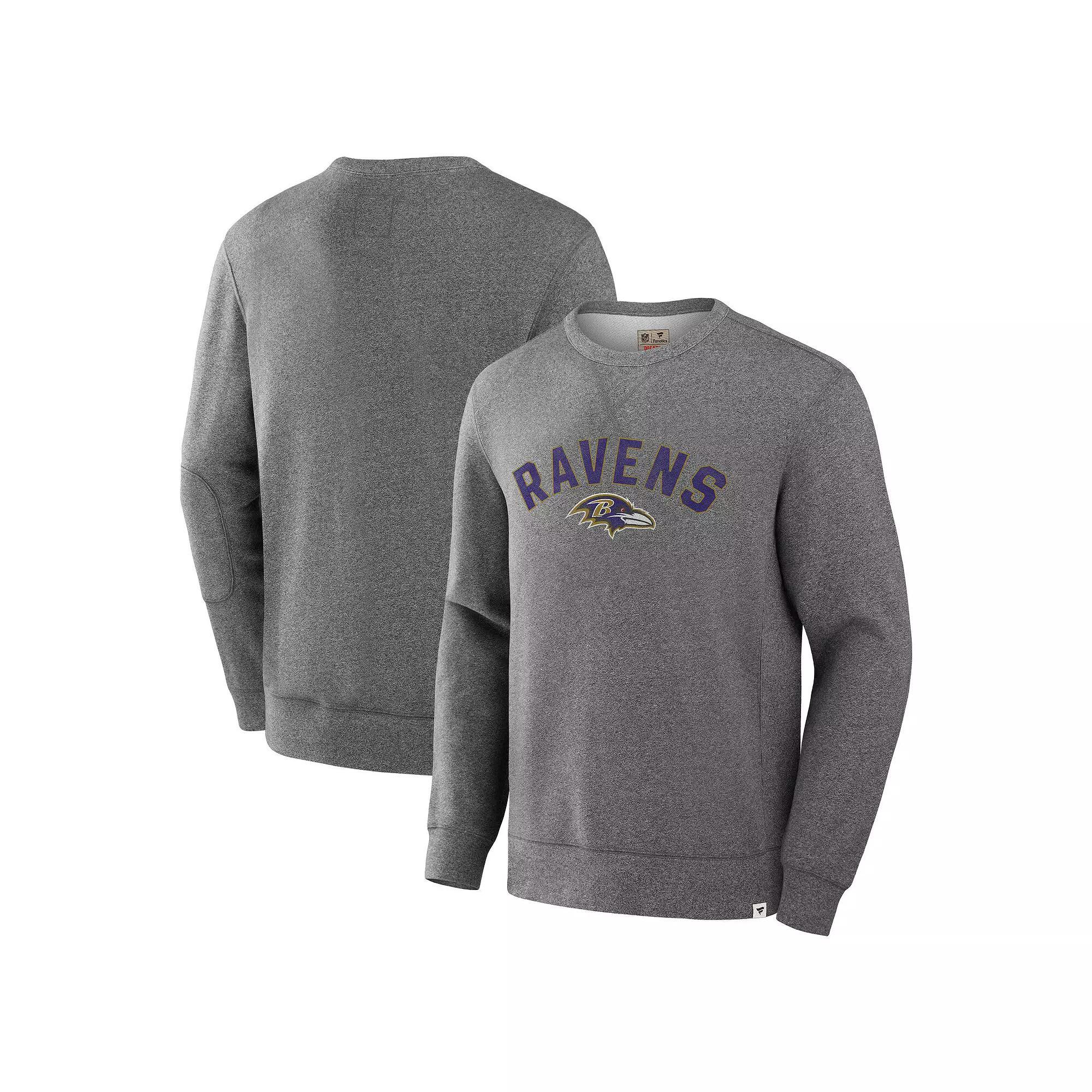 Men's Fanatics Heather Gray New York Jets Loop Terry Pullover Sweatshirt,  Product Image