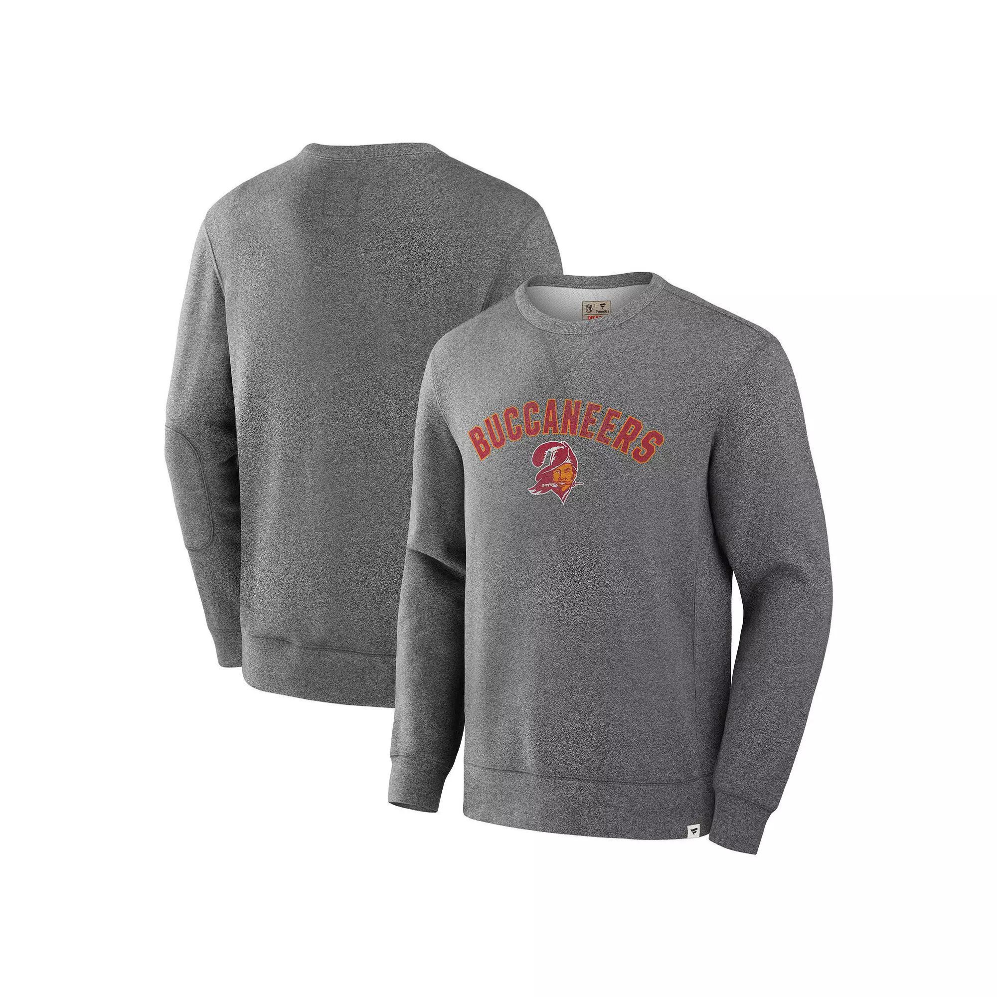 Men's Fanatics Heather Gray Tampa Bay Buccaneers Loop Terry Pullover Sweatshirt,  Product Image