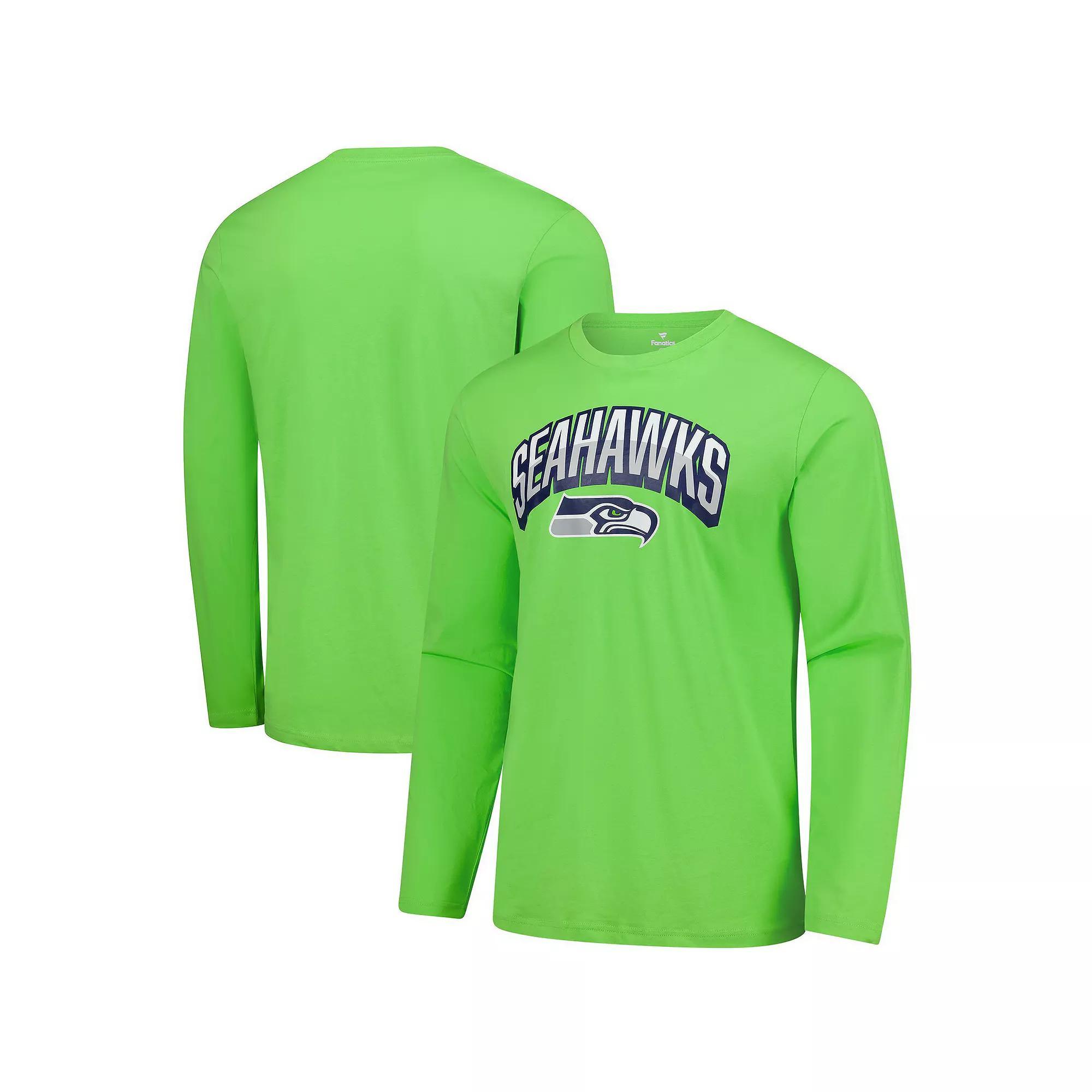Men's Fanatics  Neon Green Seattle Seahawks Long Sleeve T-Shirt, Size: 3XL, Brt Gr Product Image