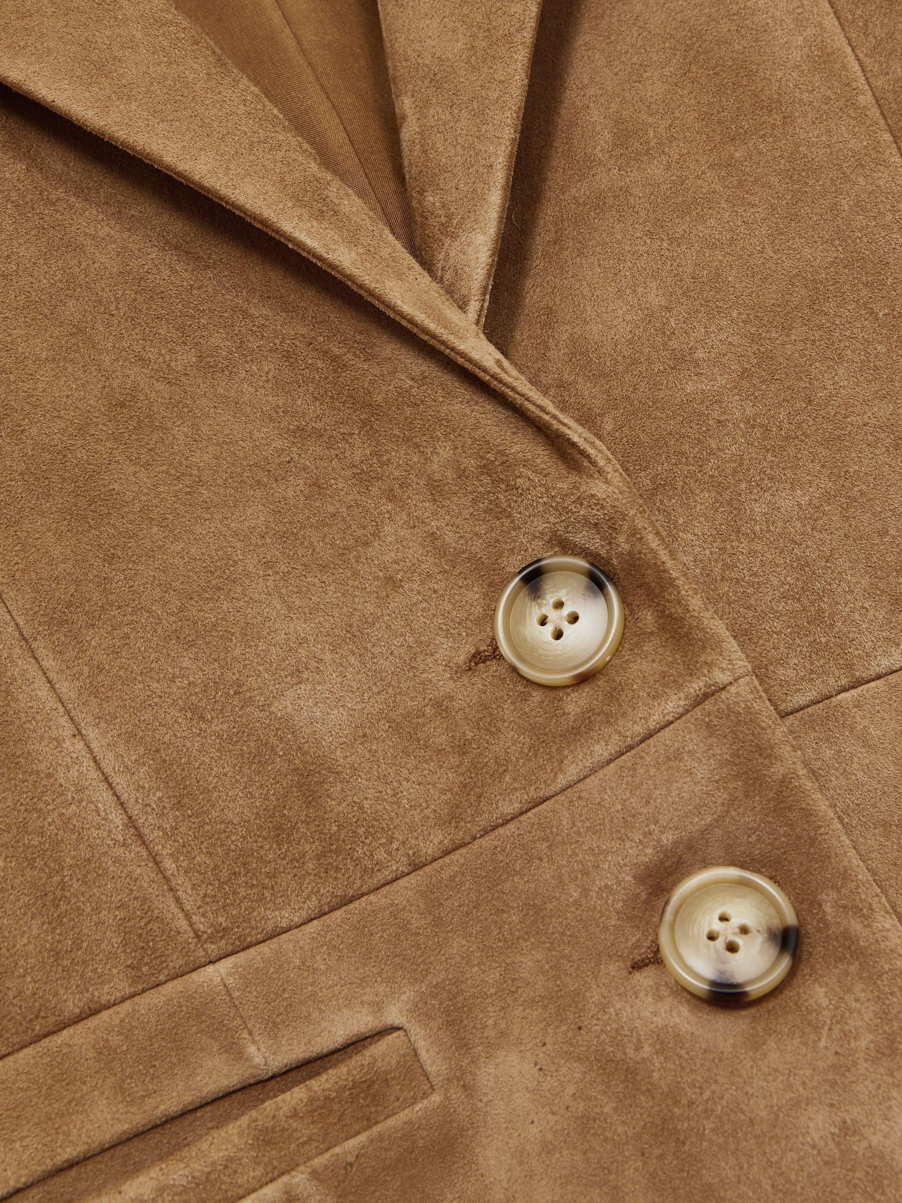 Paige Suede Single-Breasted Blazer in Tan Product Image