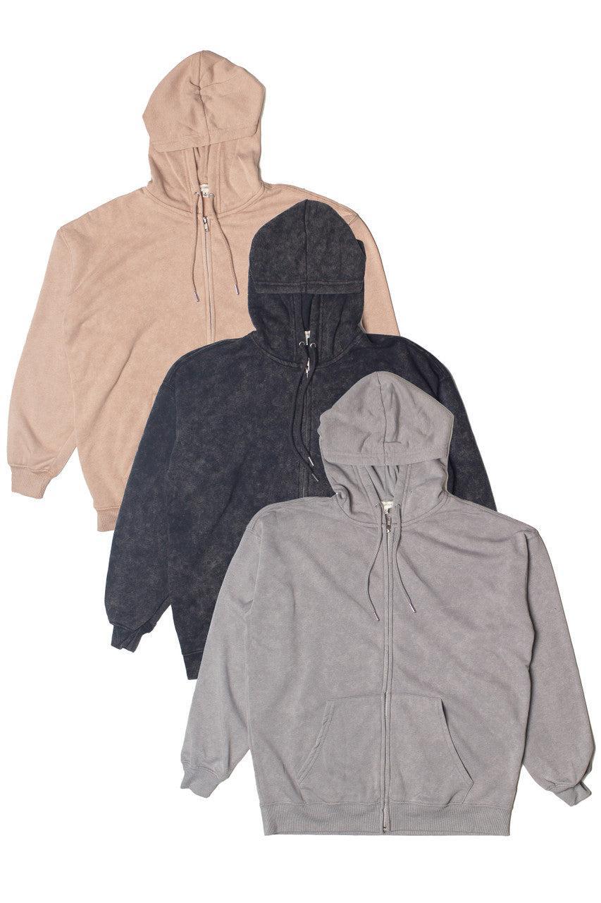 Stone Wash Oversized Zip Up Hoodie Product Image