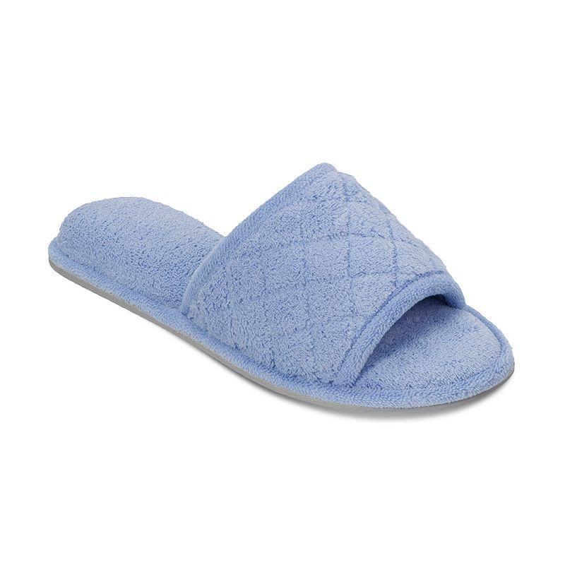 Dearfoams Microfiber Terry Quilted Womens Slide Slippers White Product Image