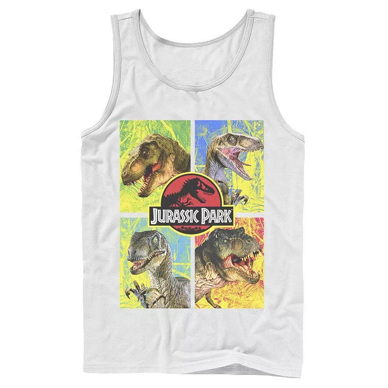 Mens Jurassic Park Four Different Dinosaur Faces Tank Top Grey Product Image