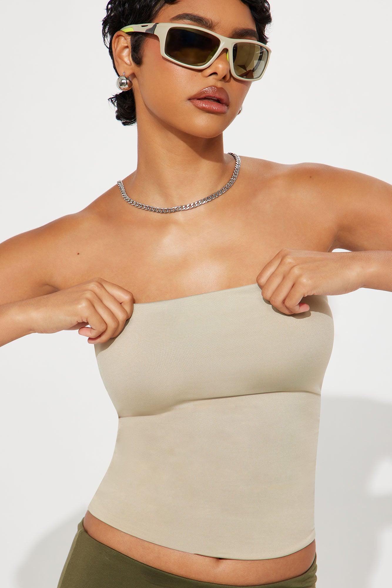 Contour Double Lined Tube Top - Stone Female Product Image