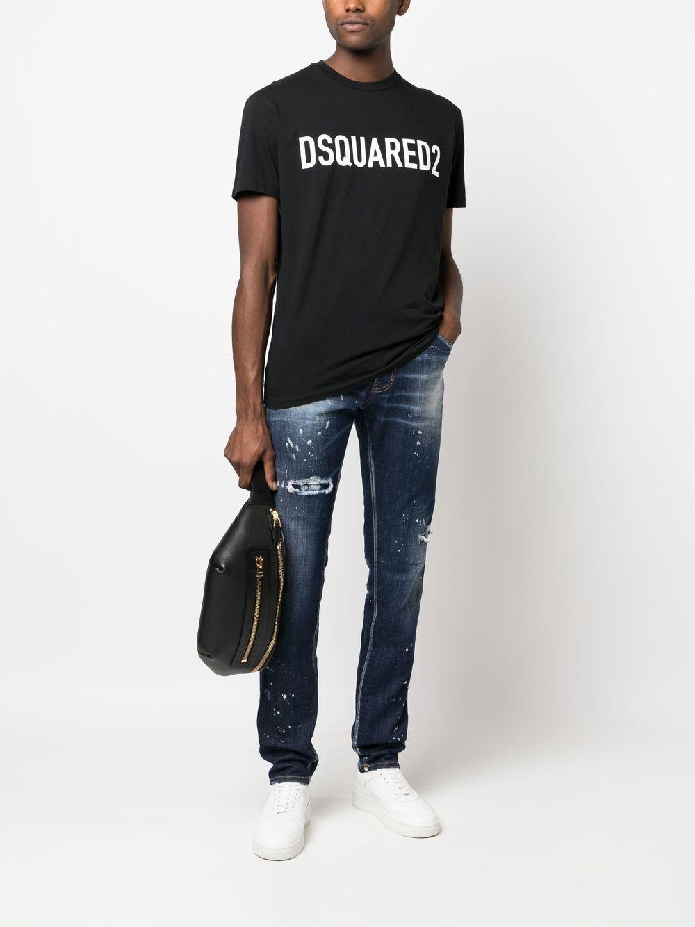 DSQUARED2 Mens Black Brand-print Crewneck Regular-fit Cotton-jersey T-shirt Product Image