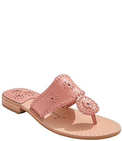 Jack Rogers Jacks Leather Flat Thong Sandals Product Image