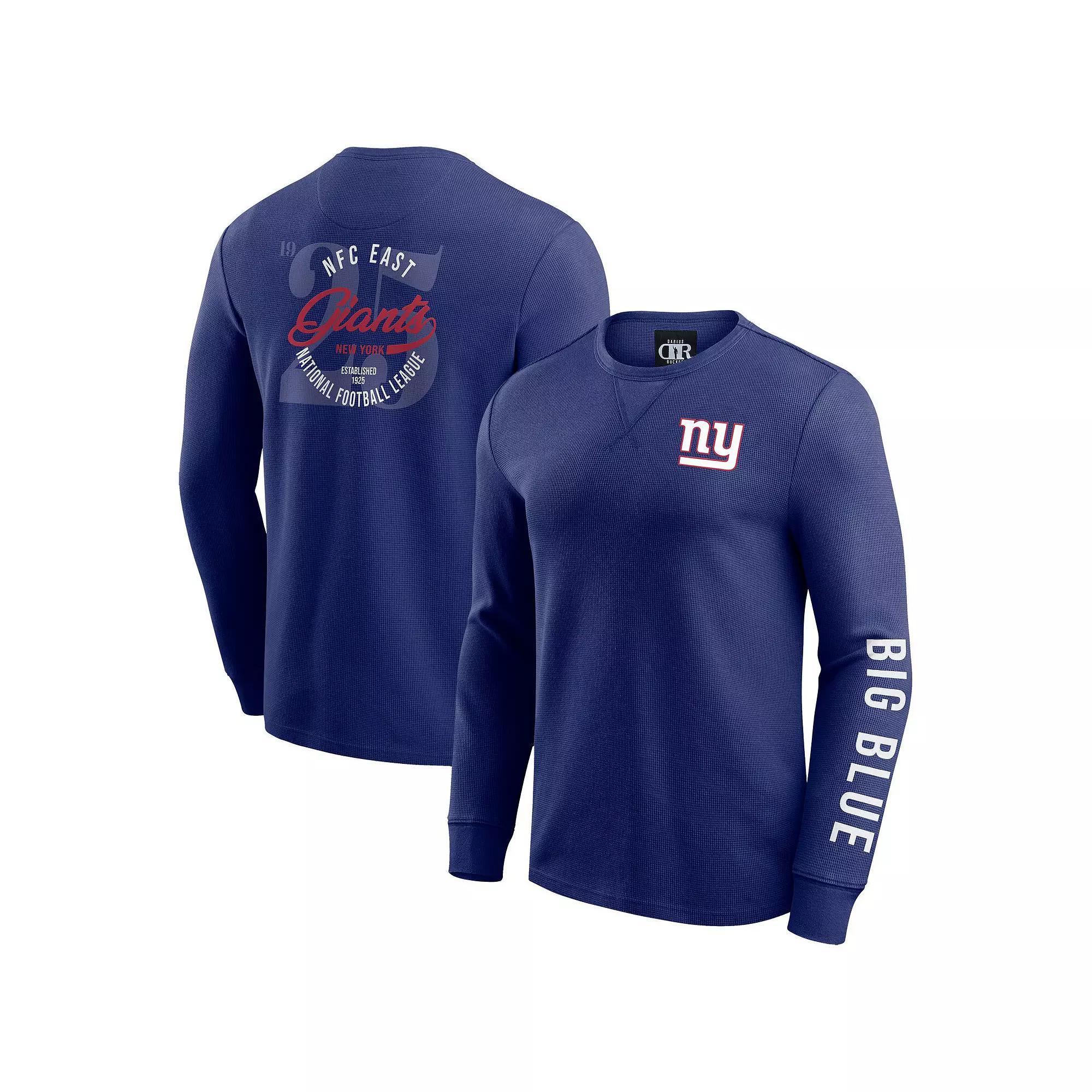 Men's Darius Rucker Collection by Fanatics Royal New York Giants Washed Waffle-Knit Long Sleeve T-Shirt, Size: 2XL, Blue Product Image