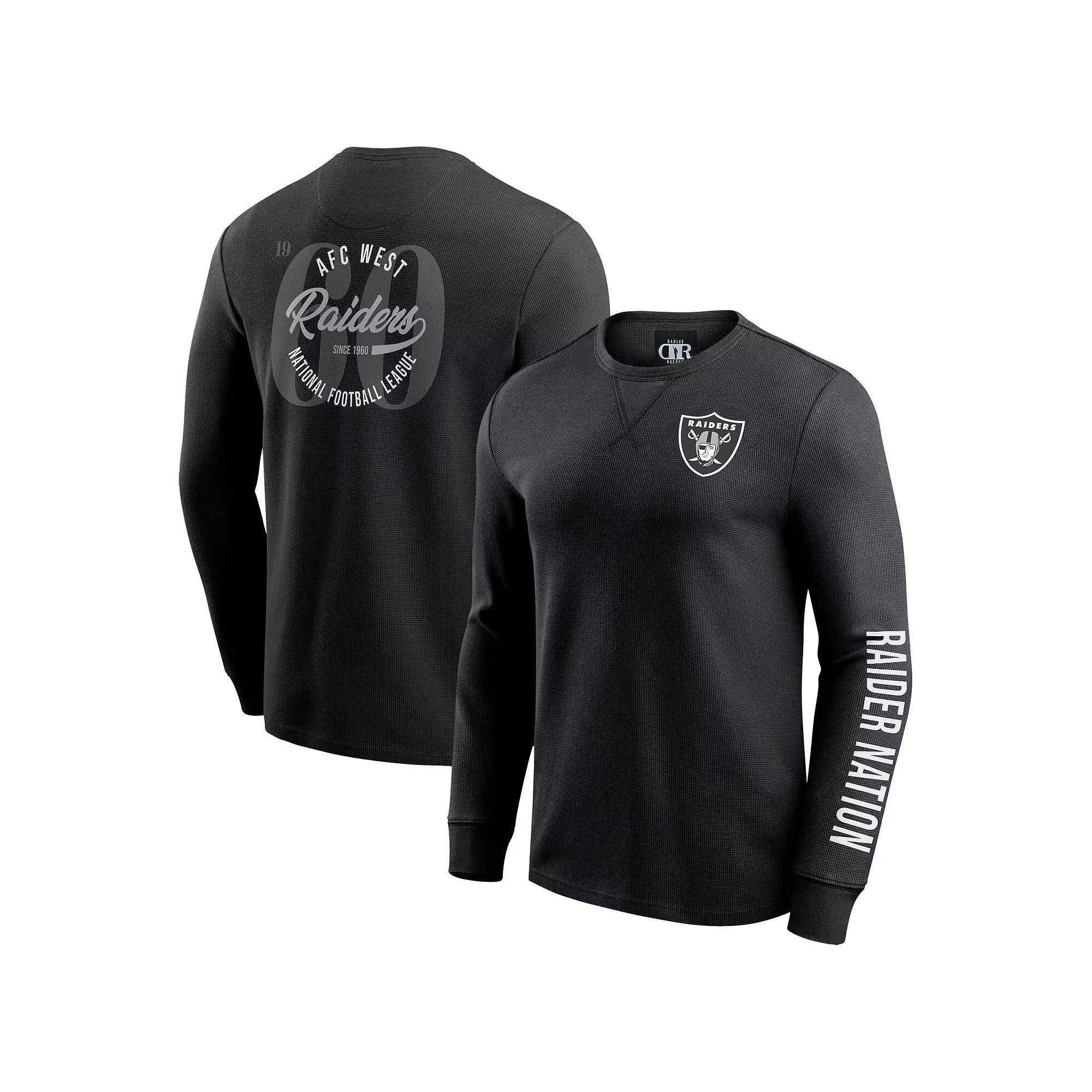 Men's Darius Rucker Collection by Fanatics Black Las Vegas Raiders Washed Waffle-Knit Long Sleeve T-Shirt, Size: Large, Lvr Black Product Image