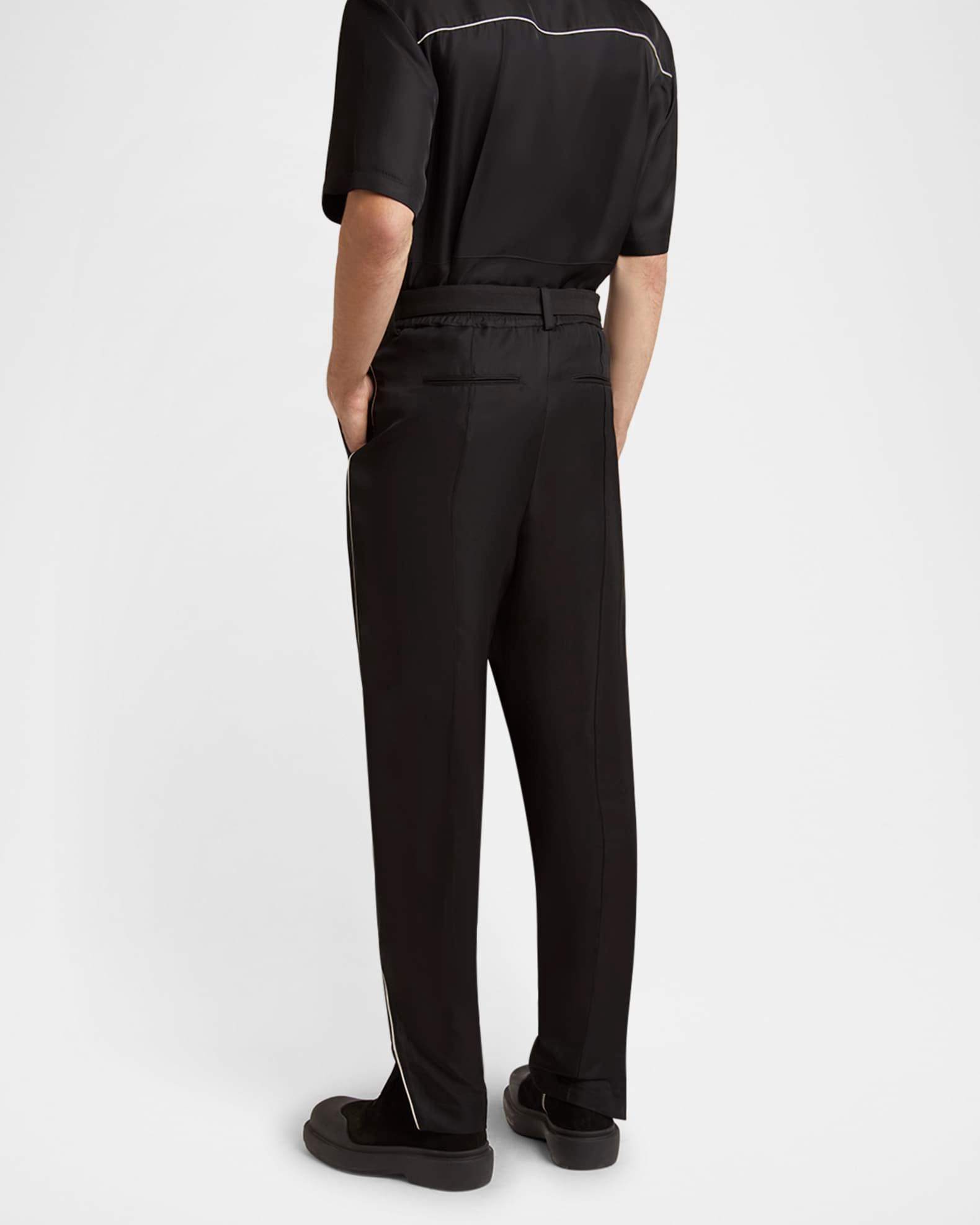 Men's Relaxed-Fit Trousers with Piping Product Image