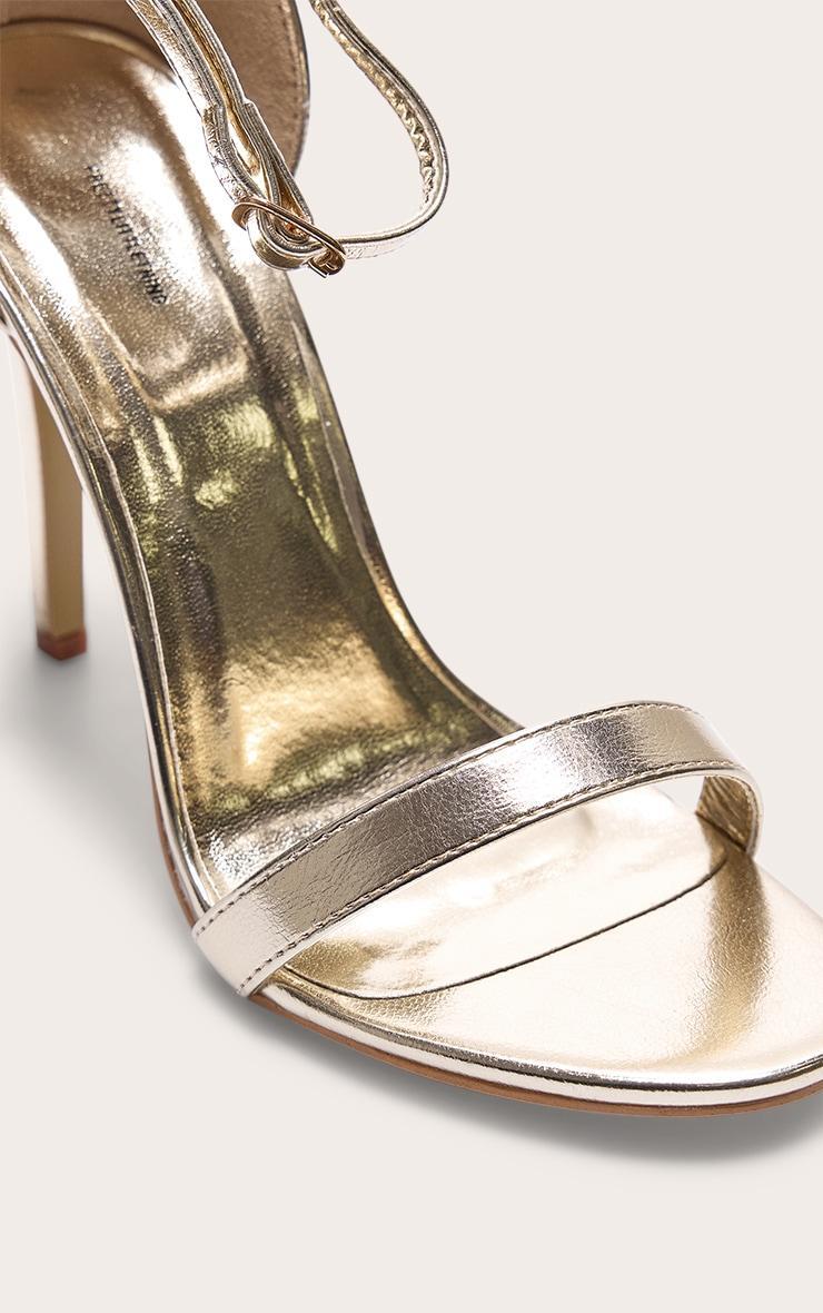 Clover Gold Metallic Heeled Strappy Sandal Product Image