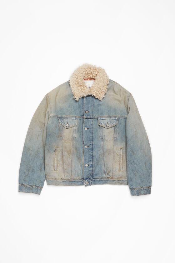 Denim fur trim jacket - Oversized fit Product Image