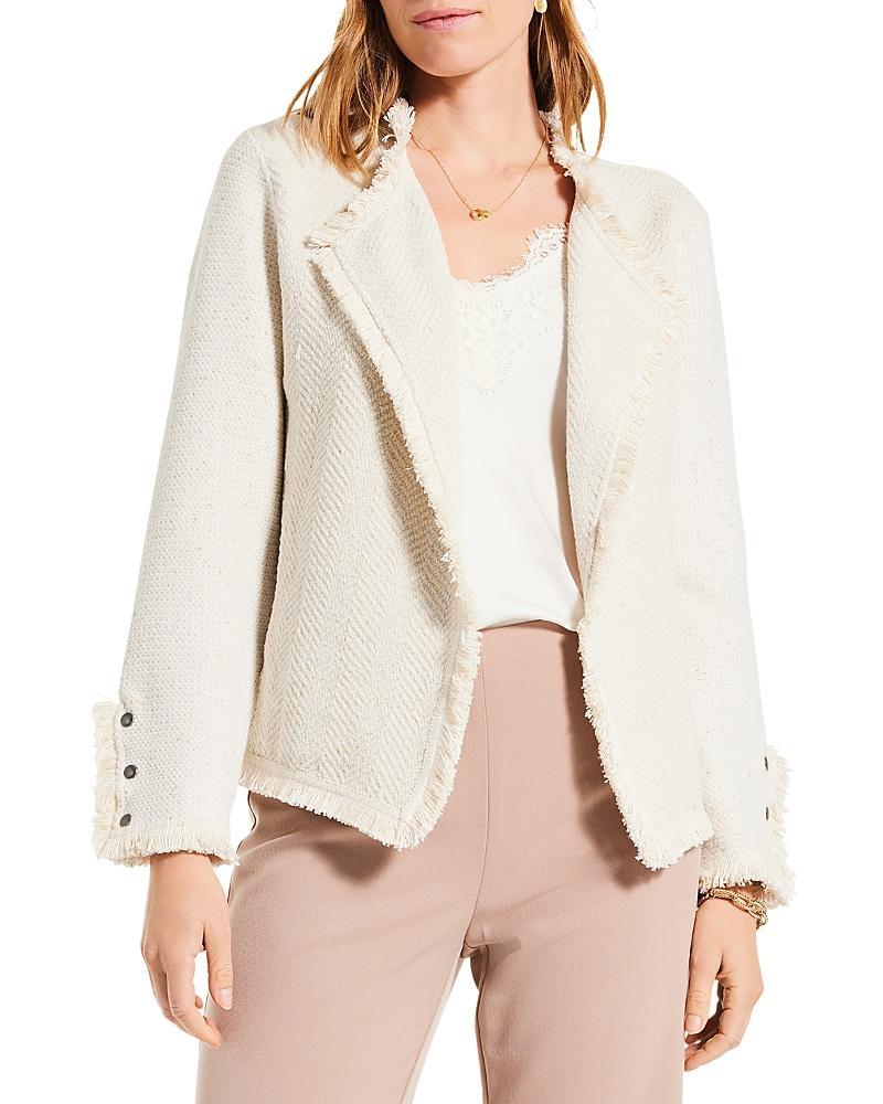 Womens Metallic Frayed Knit Jacket Product Image