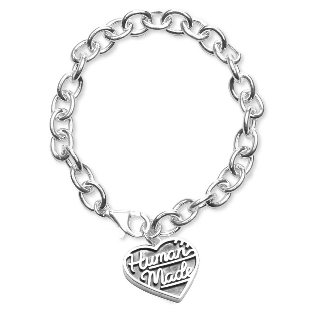 Heart Silver Bracelet - Black Male Product Image