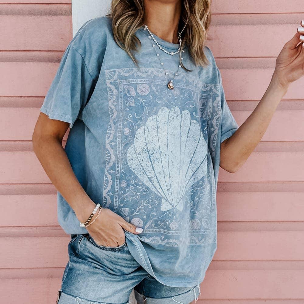 Seaside Seashell Mineral Wash Tee (Small to 3XL) Product Image