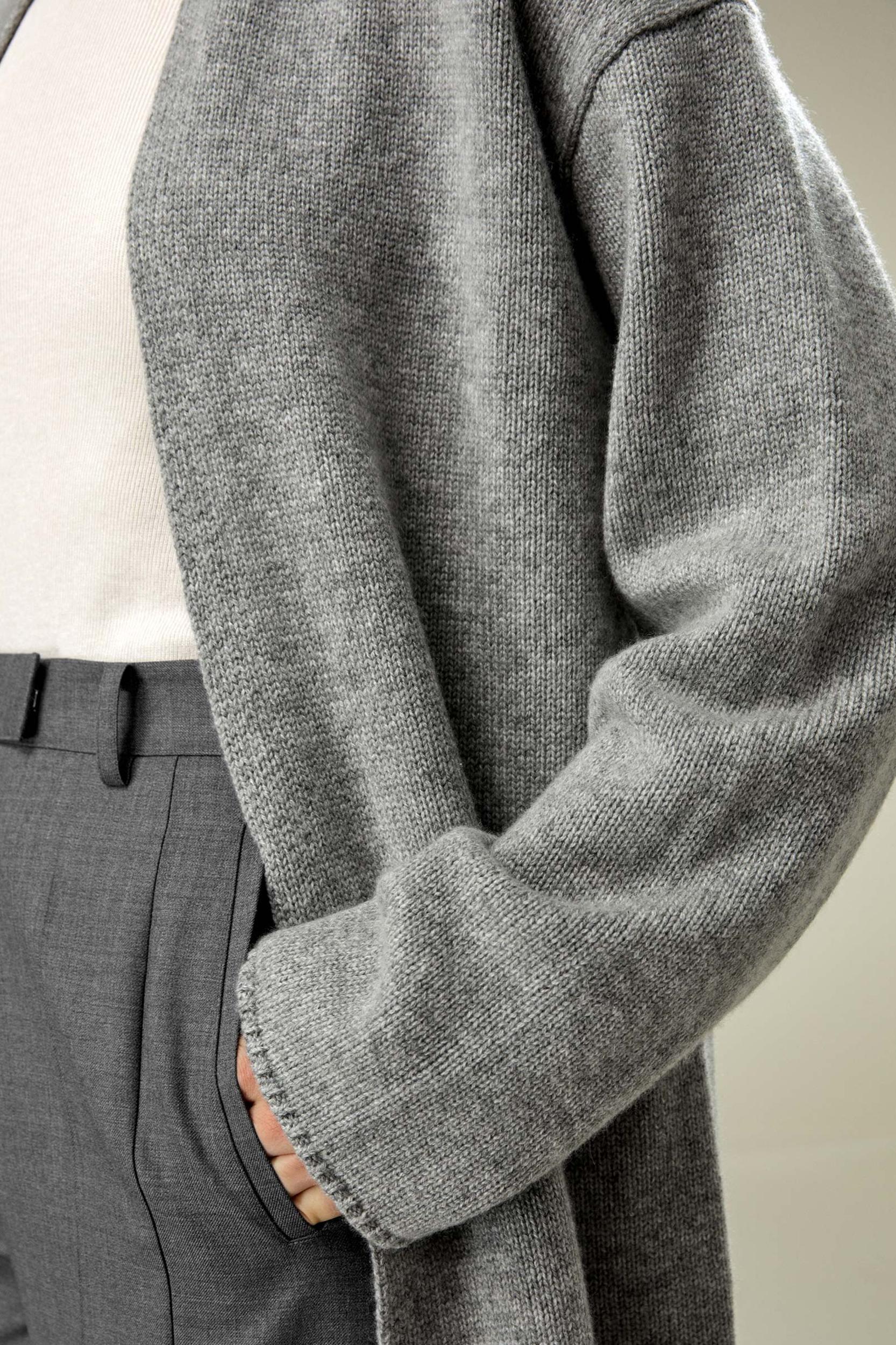 Long Open-Front Knit Cardigan Product Image