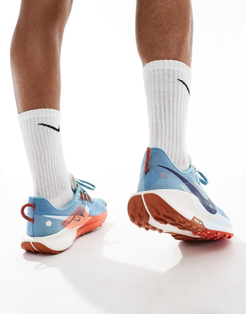 Nike Running ReactX Pegasus Trail 5 sneakers in light blue Product Image