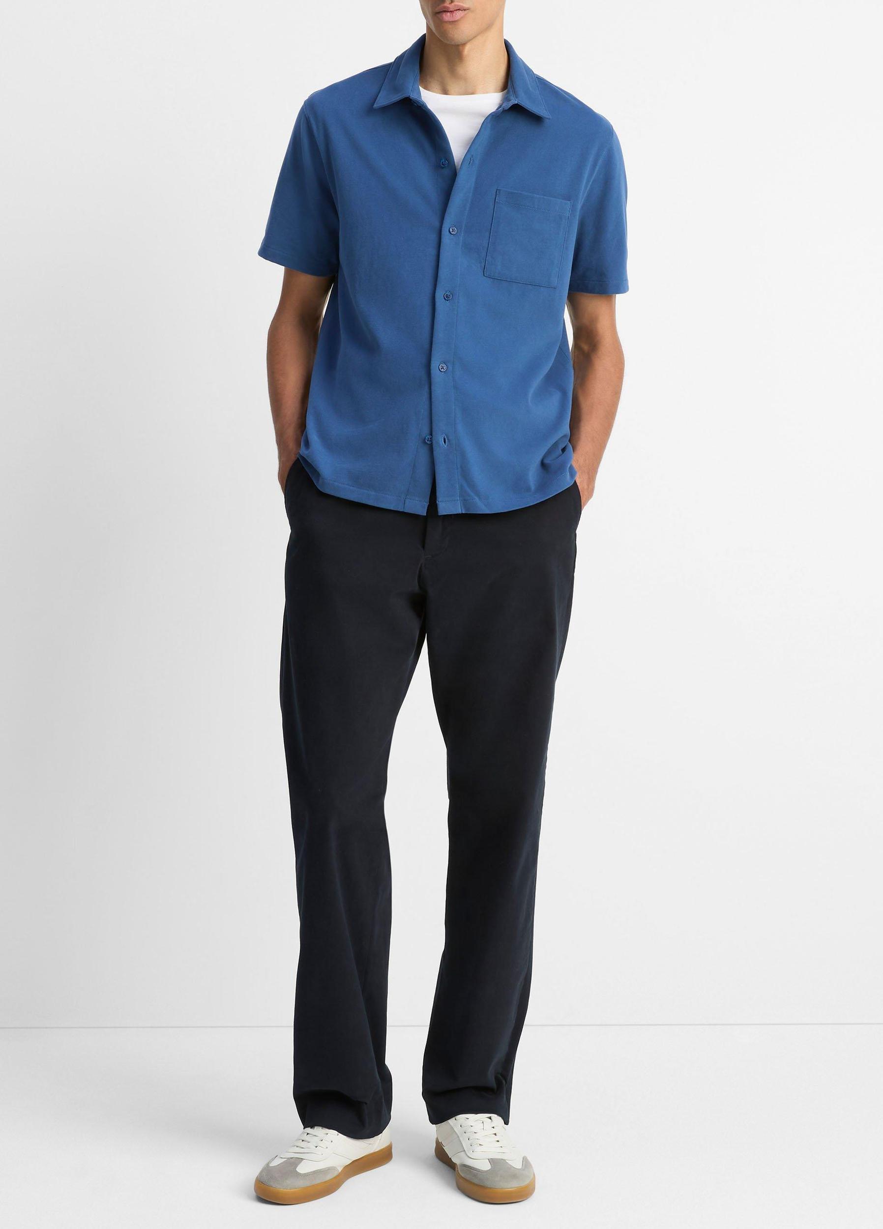 Sueded Cotton Jersey Button-Front Shirt Product Image