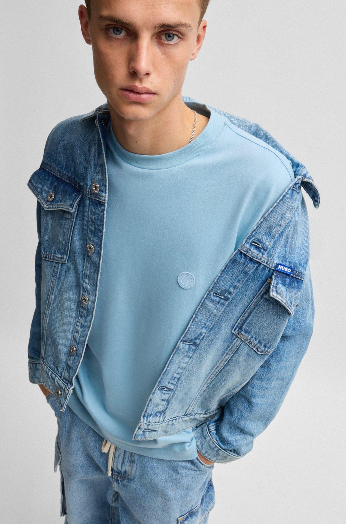 Cotton jersey T-shirt with curved logo Product Image