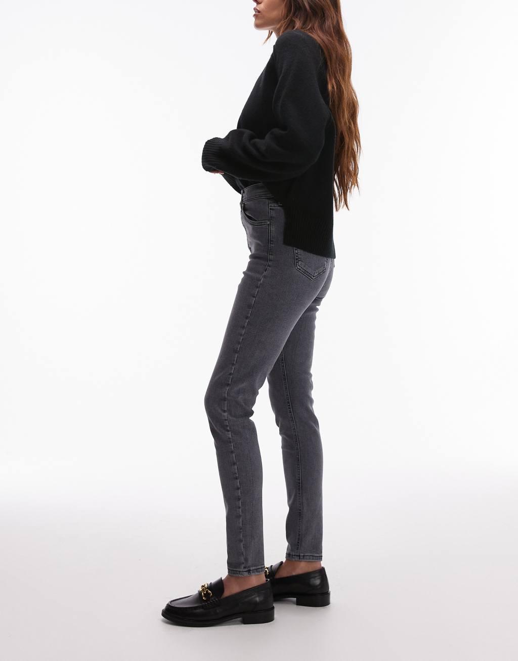 Topshop Jamie high rise skinny jeans in gray Product Image